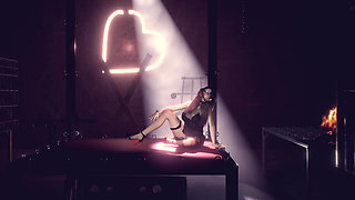 Korean Beauty Somethingblack Silk Fishnet High Heels Flail Collar