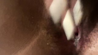 Dildo and pussy close up masturbation