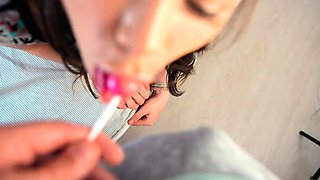 Step daughter played in her room, until step Father came