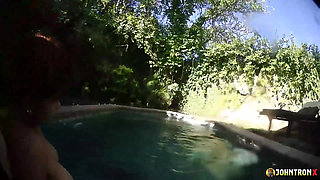 Johntronx - Fucking a Redhead Asian Babe in the Pool