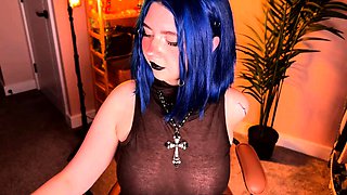 Solo stockings babe masturbates with dildo