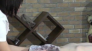 CFNM, Esthetician's Prank, Show off Panties, Rub Tits and Pussy, Touch Dick with Elbow, Moving Towel to Observe Erect Dick