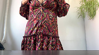 Hot sexy milf rubs her pussy through pantyhose