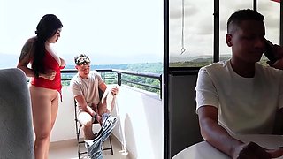 Submissive Wife Fucks With Her Cuckold Husbands Co-worker