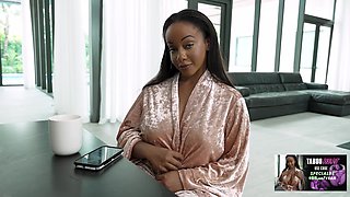 Busty milf Lily, takes his white dick inside, after tasting it