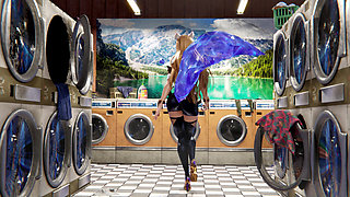 Hot Blonde Waifu Fucked Stuck in the Laundry Machine