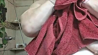 After a Hot Sshower Nurse Vicki Dries off and Does Some Other Grooming