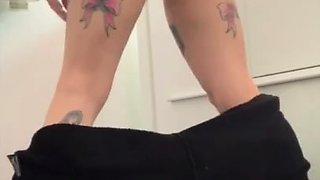 Onesie Wearing Tattooed Slut Masturbates with Hitachi Wand