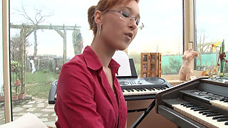 Amazing petite redhead student slut gets deep sodomized