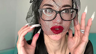 White Long Nails and a Hat with a Veil on My Face, Face and Lips Worship