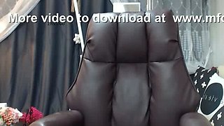 Busty curly brunette with big boobs fucks on couch