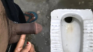 Desi Bhabhi Holding Stepbrother-in-law's Penis and Making Him Pee and Peeing Herself