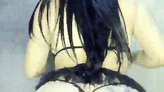 Cute curly brunette solo webcam masturbation