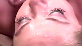 Blonde Slut Gets Her Face Fucked Hard and Covered in Cum