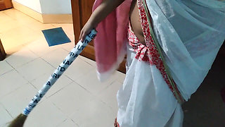 Asian Hot Stepaunty with a Big Ass Helps Me Cum - 45 Year Old Neighbor Fucked While Sweeping the House