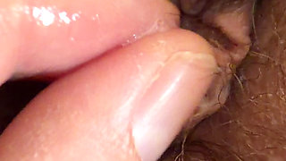 My wife wet pussy, closeup hairy cunt