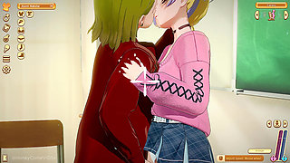 Anal plays with a schoolgirl in a classroom