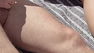 Masturbation with My Stepfather on a Nudist Beach, He Touches My Tits and I Touch His Cock