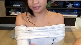 Pretty 18-year-old Asian girl sucks me off and I in her mouth