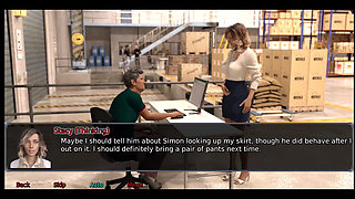 The office wife #2 Simon keeps looking up Stacy's skirt.