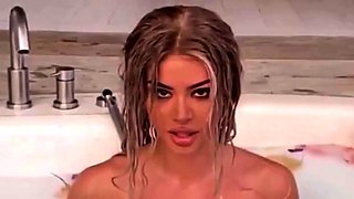 Sensuous amateur blonde beauty posing naked in the bathtub