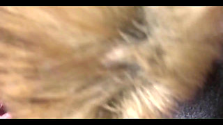 Glossy Fur Hood Downjacket. Deepthroat, Spit Play, Riding and Cum Dripping on My Coat