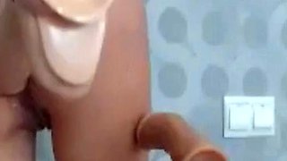 Fucking Machine Pleasures Her Cunt and Anal, Squirting Hard