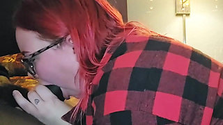 Redhead Aubrey Bigbabe304 Slobbers on a Big Fat Black Cock