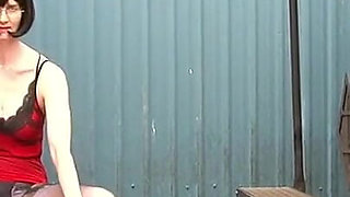 Train Tramp, in Layered Nylons - Nylon Slut Sneaks Into Railway Yard