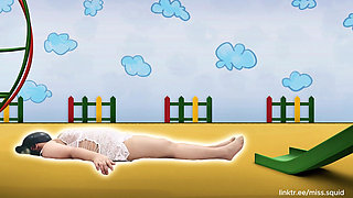 Miss Squid Exercises in White Lingerie