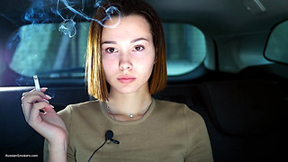Sexy Russian Babe Smoking Cigarette Natural Setting