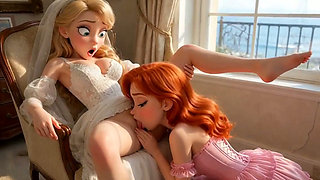 The Bride Was Nervous About Entering the Ceremony, so She Aske, Friend to Go Down on Her and Help Her Relax (ai-generated)
