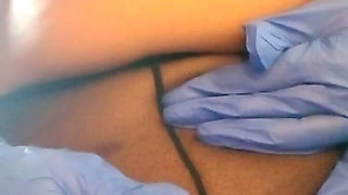 Pussy Tease with Latex Gloves