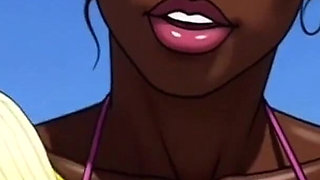 Beach Slutty: Sexy African Girl Enjoys Life on a Paradise Beach and Unexpectedly Meets a Lustful White Guy