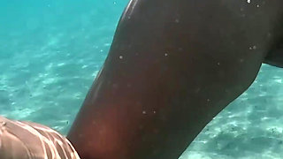 Naked MILF Swimming with Anal Plug Underwater