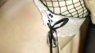 Wet and messy with fishnet BBW