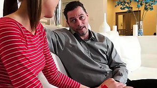 Brunette stepdaughter learns how to behave