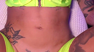 Kitana Montana Rough Sex Pussy Creampie in Neon Lingerie at Night