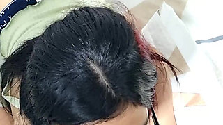 Slut enjoys sucking a big cock and filling her entire mouth with milk