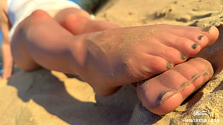 Beach Ignore: My Sandy Nylon Soles in the Sun, Lazily Teasing You