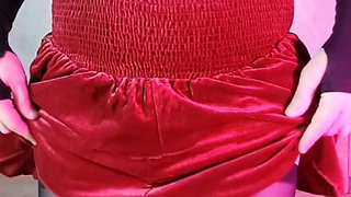 Pretty Femboy in Tights Cute Skirt Red Ambiance
