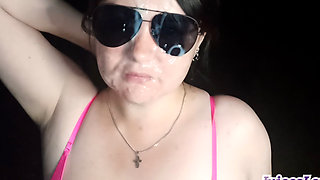 Sex in the Night Forest and a Huge Cumshot on the Face