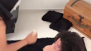 Sexy Masked Girl Tribbing And Humping On Her Roommates Hairy Pussy