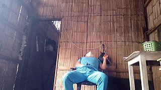 Mature Nurse Moisturizes Her Wrinkled Skin with Moisturizing Cream