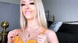 Cute blonde teen shows off her sexy lingerie Julia Reaves