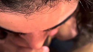 Big tit brunette sucks a big cock blowjob POV