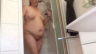 My pot-bellied pig in the shower