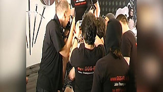 Brunette Slut Gets Gang Banged by Crowd and Takes Multiple Facials