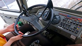 Emily's Clip Store - Emily Revs Russian Bus In Pantyhose