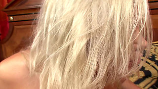 Top-tier blonde French dolls sharing dildo in intense lesbian action